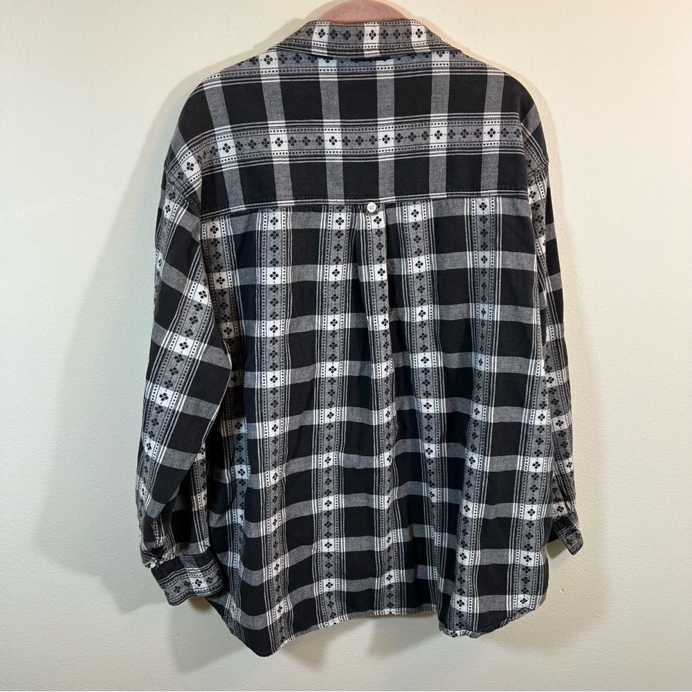 Company One 90's Vintage Gray White Plaid Button Down Shirt XL Cabincore - Picture 8 of 10